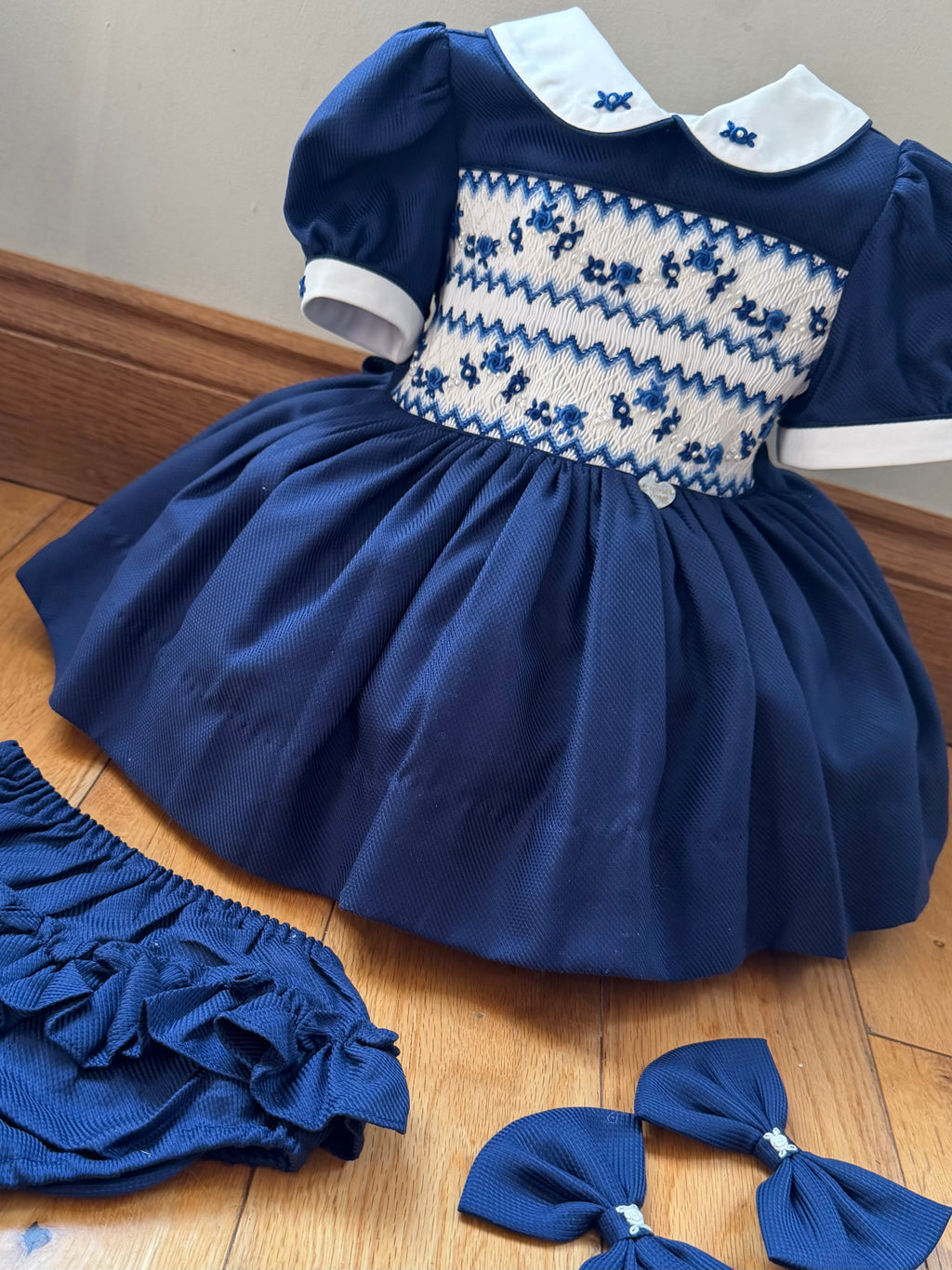 Winter wonderland Navy Smock Dress